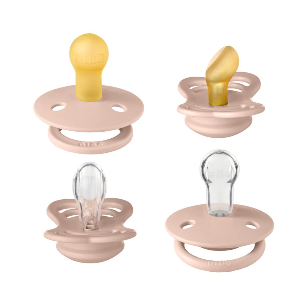 Conjunto 4 Chupetas Bibs Try-It Baby Blush 0+ - Bibs - 5713795222872