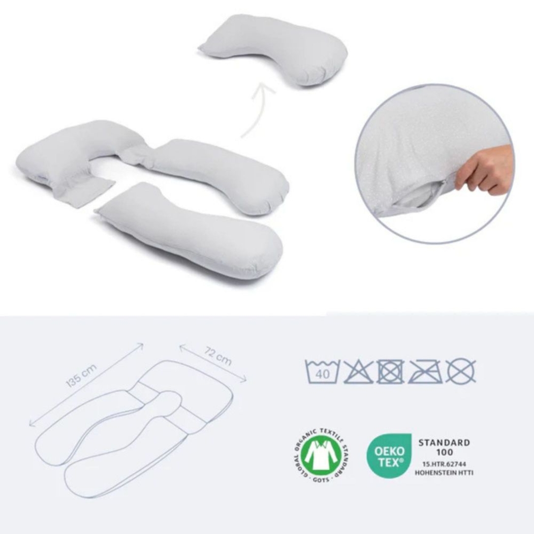 Almofada de Amamentação Doomoo Maxxy XXL Silver Dots - Doomoo - 5400653010381