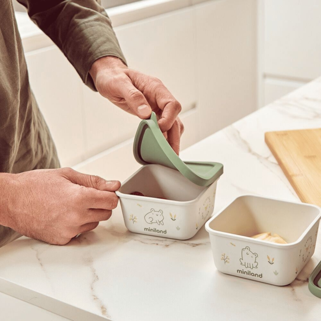 Conjunto 2 Recipientes Miniland NaturSet Frog - Miniland - 8413082894573