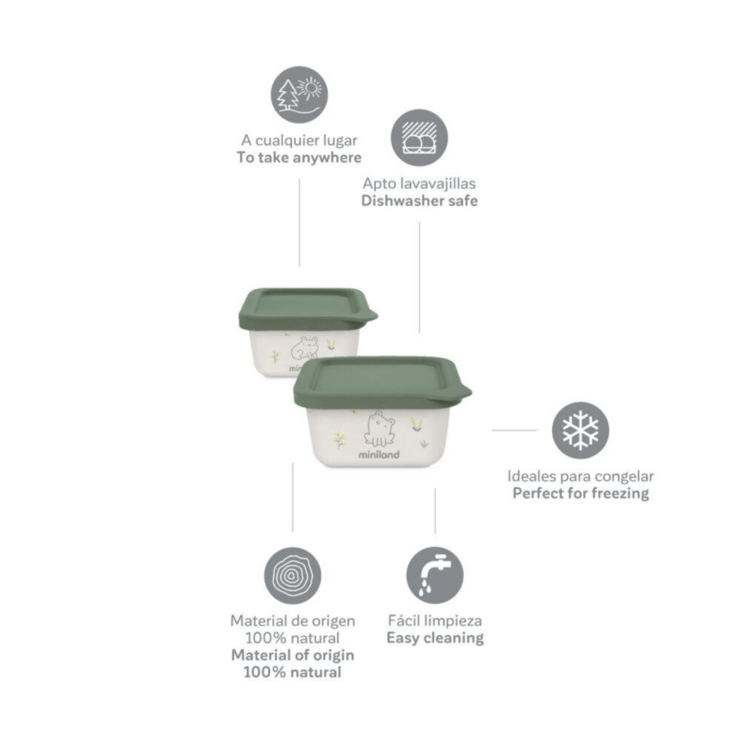 Conjunto 2 Recipientes Miniland NaturSet Frog - Miniland - 8413082894573