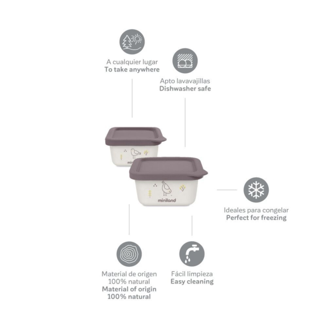 Conjunto 2 Recipientes Miniland NaturSet Chick - Miniland - 8413082894580