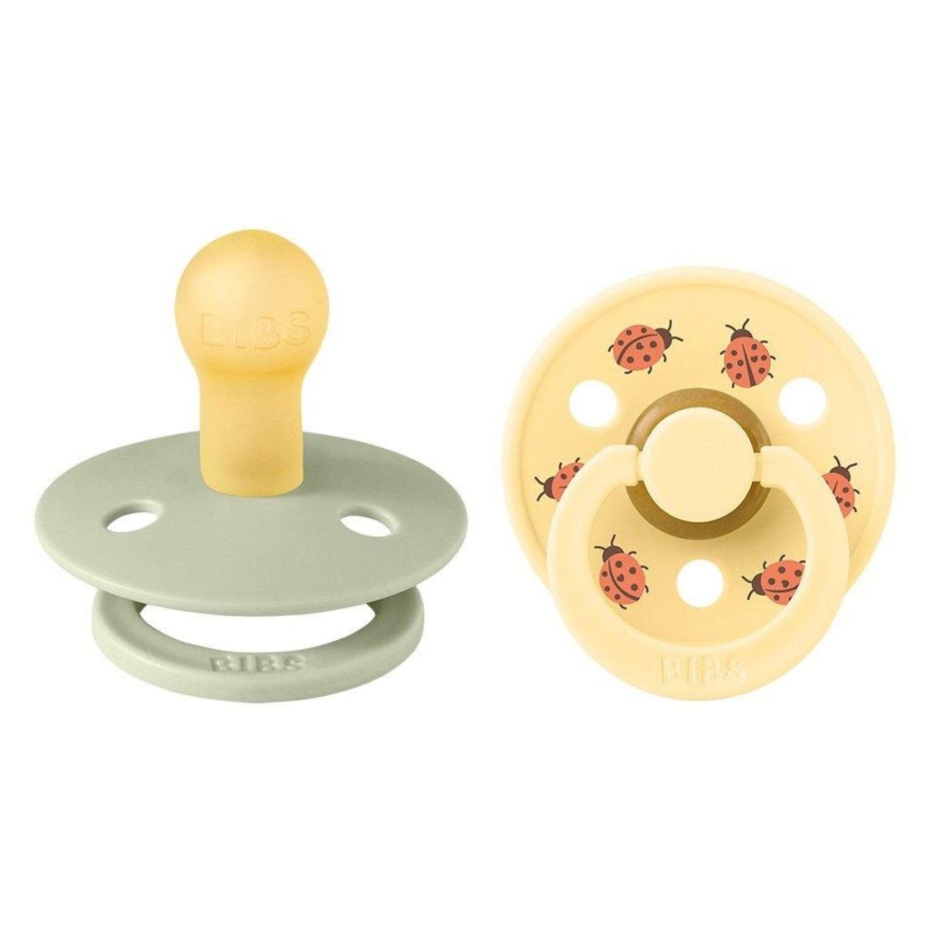 2 chupetas Bibs Colour Round Ladybug Sage Mix 0-6 m - Bibs - 5713795270651