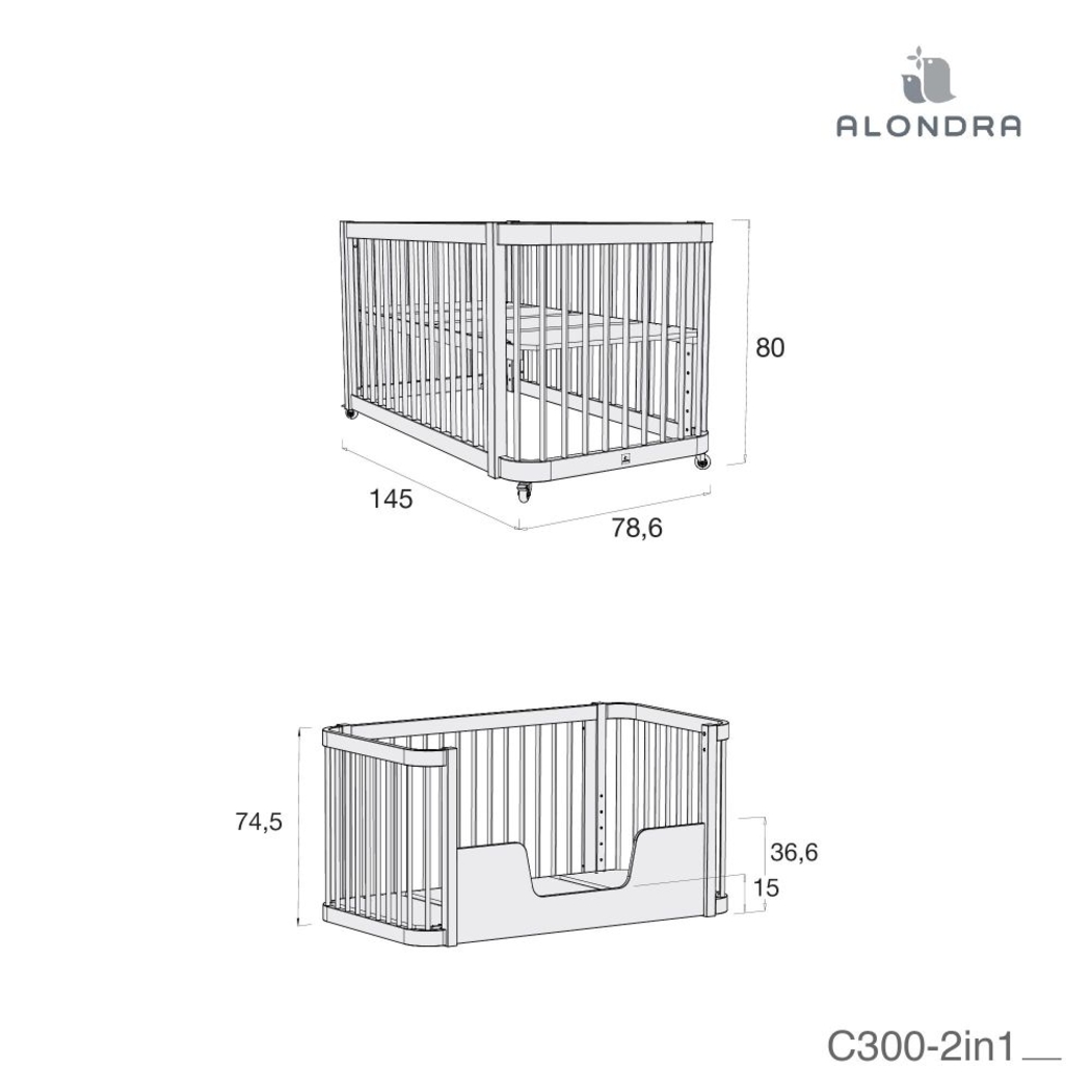 Berço Alondra Crea Due Nomad 3 em 1 - Alondra - 8431904365384