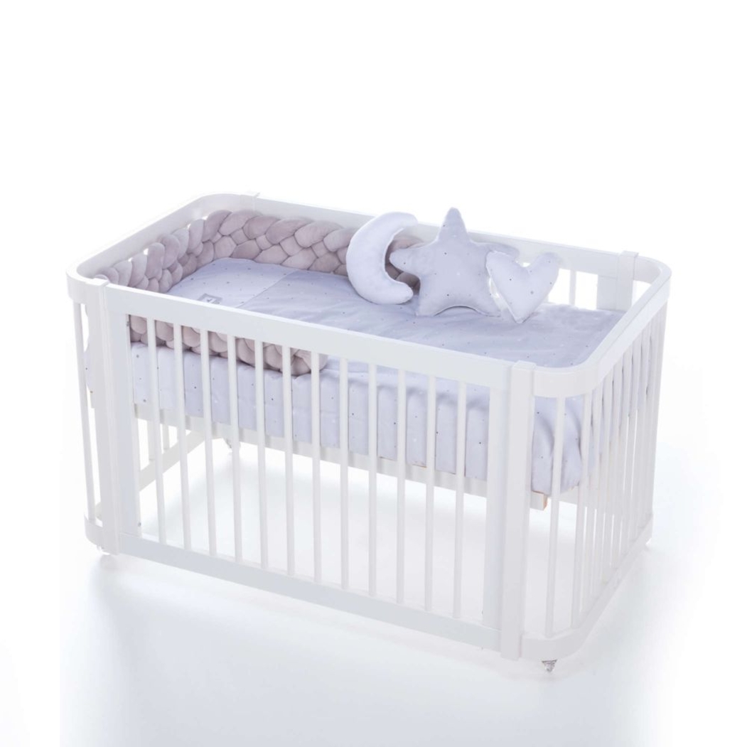 Berço Alondra Crea Due White 3 em 1 com Kit Co-Sleeping e Têxteis - Alondra - CREA2-K33-M1100-TX148