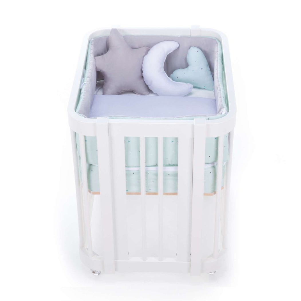 Berço Alondra Crea Due White 3 em 1 com Colchão, Kit Co-Sleeping e Têxteis - Alondra - CREA2-K36-M1100-TX178