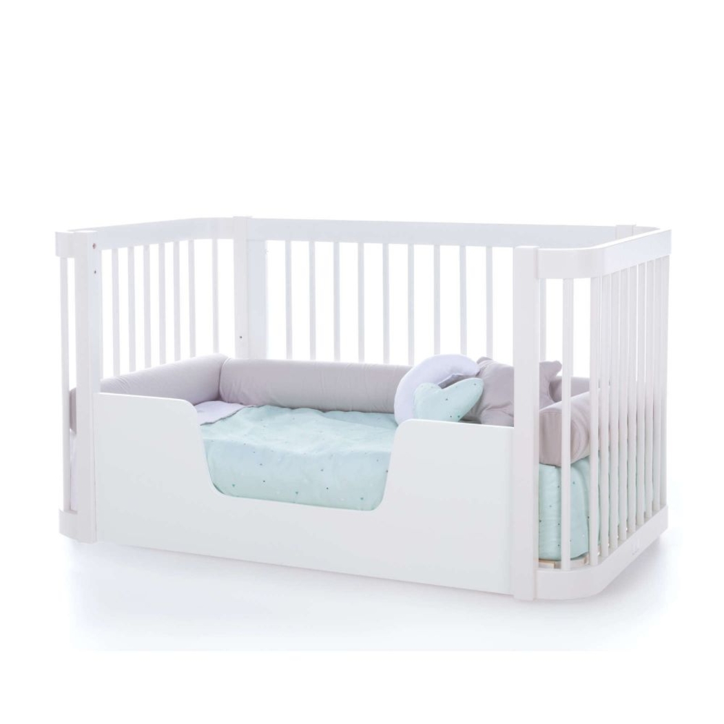 Berço Alondra Crea Tre White 4 em 1 com Colchão e Têxteis - Alondra - CREA3-K46-M1100-TX127