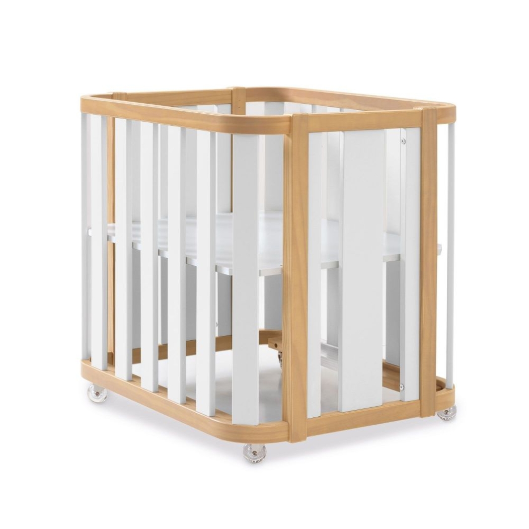 Mini Berço Convertível Alondra Crea Plus Uno Wood | White com Colchão e Têxteis - Alondra - CREAPLUS1-K21-M5011-TX148