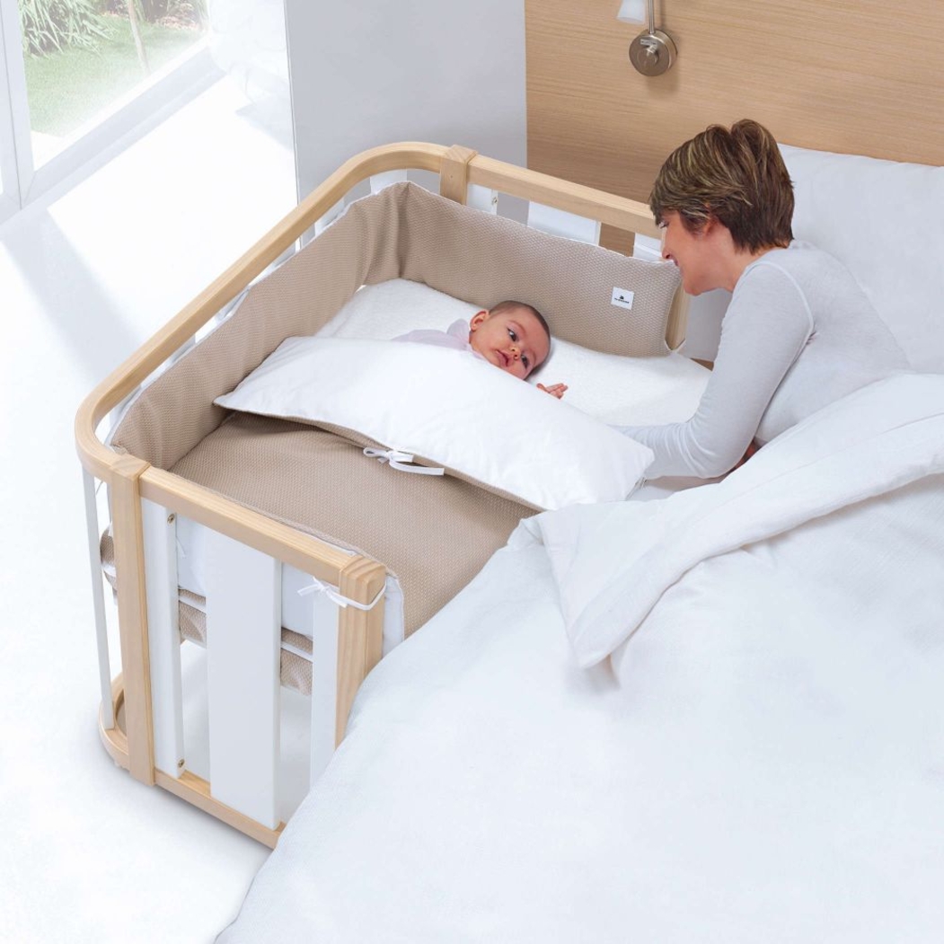 Mini Berço Convertível Alondra Crea Plus Uno Wood | White com Colchão, Kit Co-Sleeping e Têxteis - Alondra - CREAPLUS1-K22-M5011-TX114