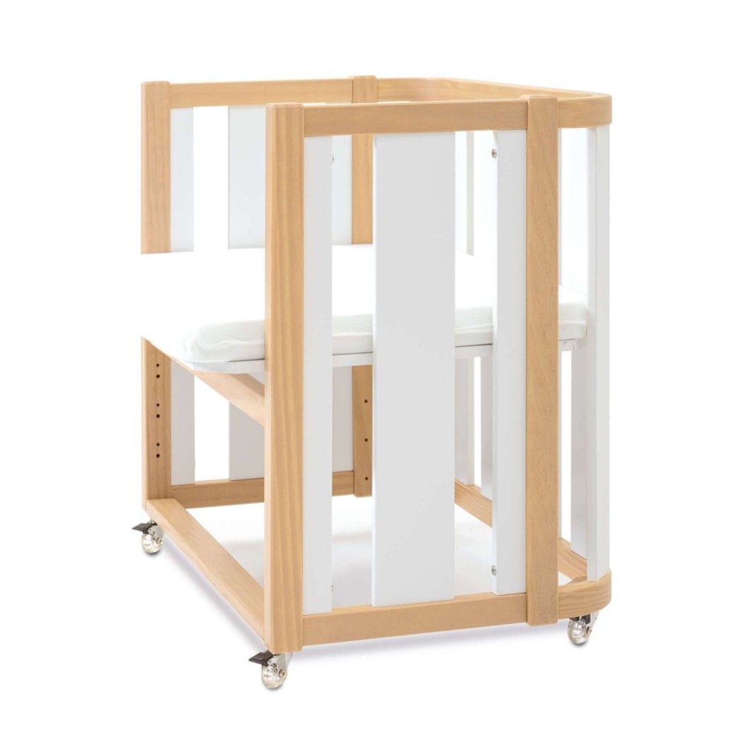 Mini Berço Convertível Alondra Crea Plus Uno Wood | White com Colchão, Kit Co-Sleeping e Têxteis - Alondra - CREAPLUS1-K22-M5011-TX178