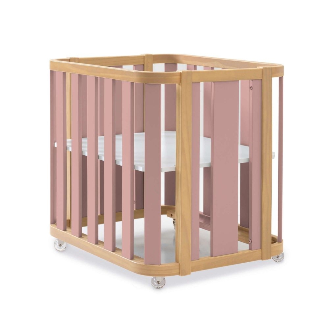 Mini Berço Convertível Alondra Crea Plus Uno Wood | Quartz com Colchão, Kit Co-Sleeping e Têxteis - Alondra - CREAPLUS1-K22-M5059-TX148