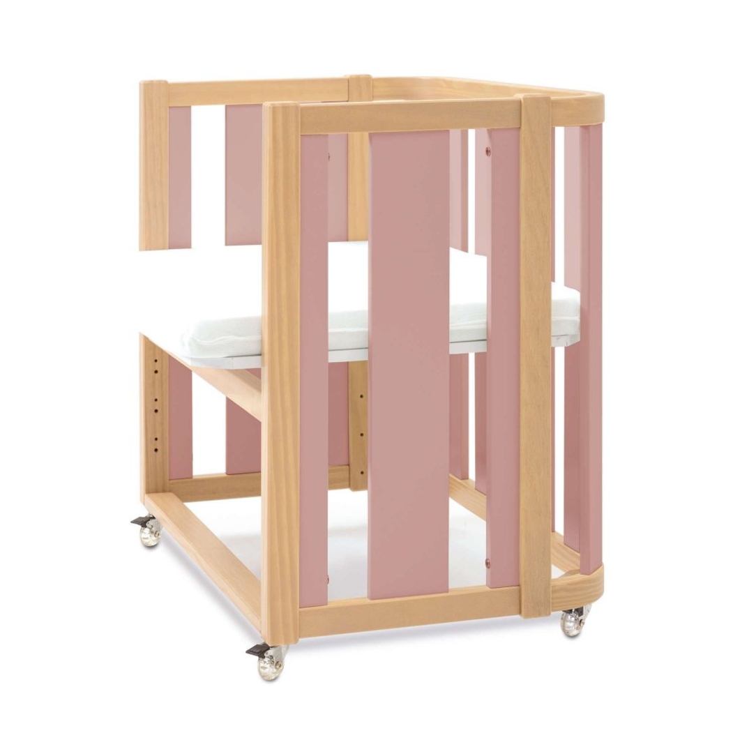 Mini Berço Convertível Alondra Crea Plus Uno Wood | Quartz com Colchão, Kit Co-Sleeping e Têxteis - Alondra - CREAPLUS1-K22-M5059-TX148