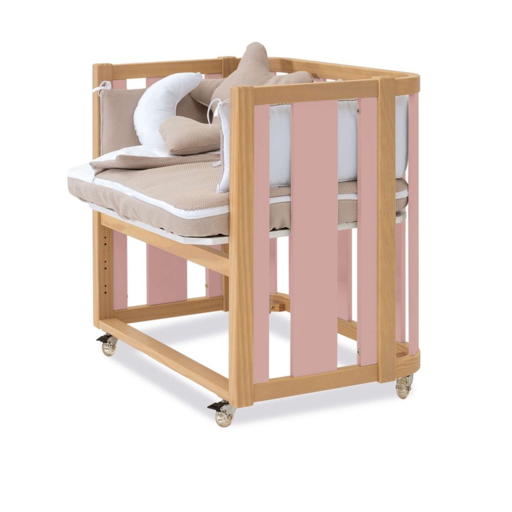 Mini Berço Convertível Alondra Crea Plus Uno Wood | Quartz com Colchão, Kit Co-Sleeping e Têxteis - Alondra - CREAPLUS1-K22-M5059-TX148