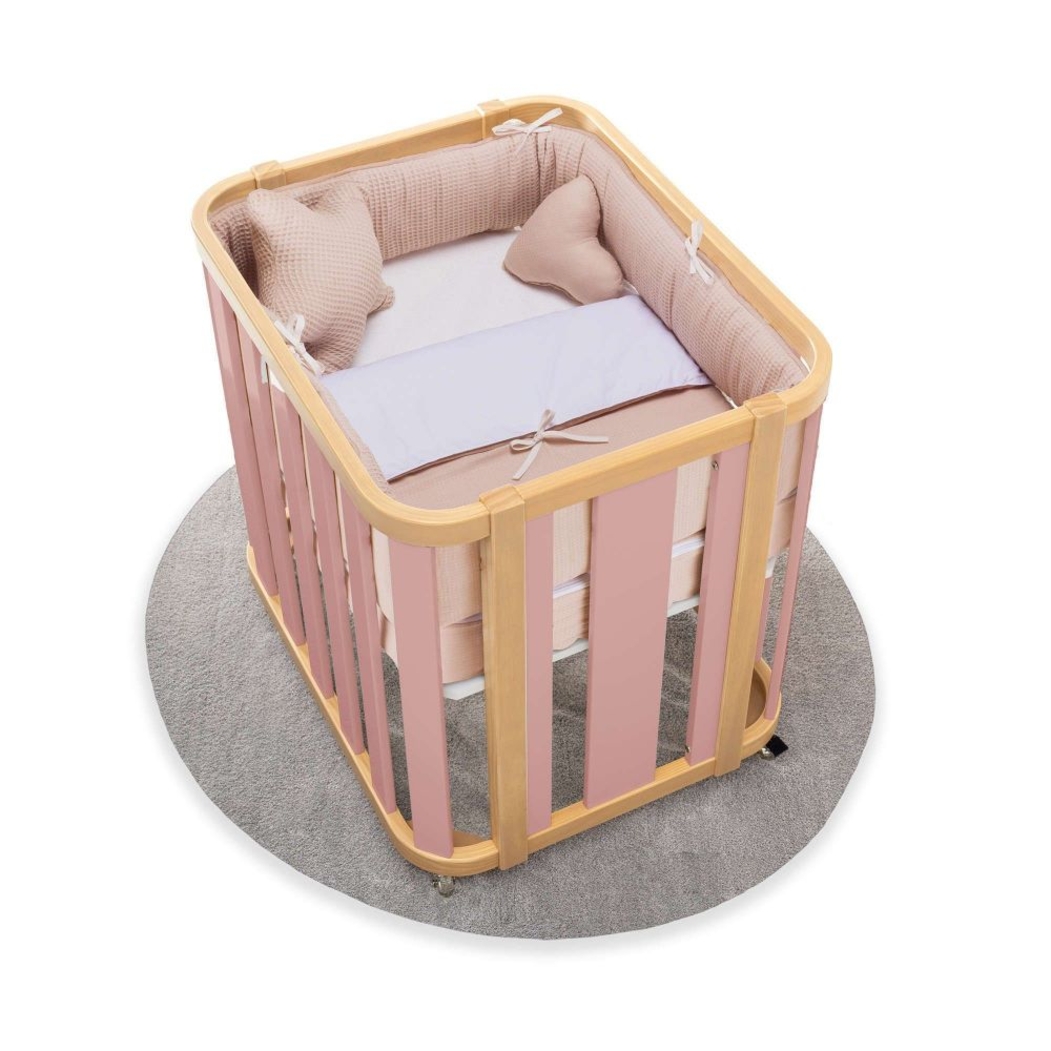 Mini Berço Convertível Alondra Crea Plus Uno Wood | Quartz com Colchão, Kit Co-Sleeping e Têxteis - Alondra - CREAPLUS1-K22-M5059-TX148