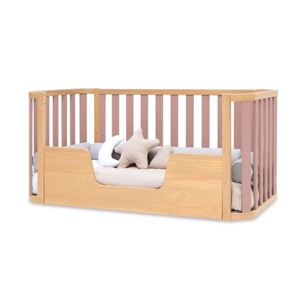 Berço Convertível Alondra Crea Plus Due Wood | Quartz 4 em 1 Com Kit Co-Sleeping e Têxteis - Alondra - CREAPLUS2-K33-M5059-TX122