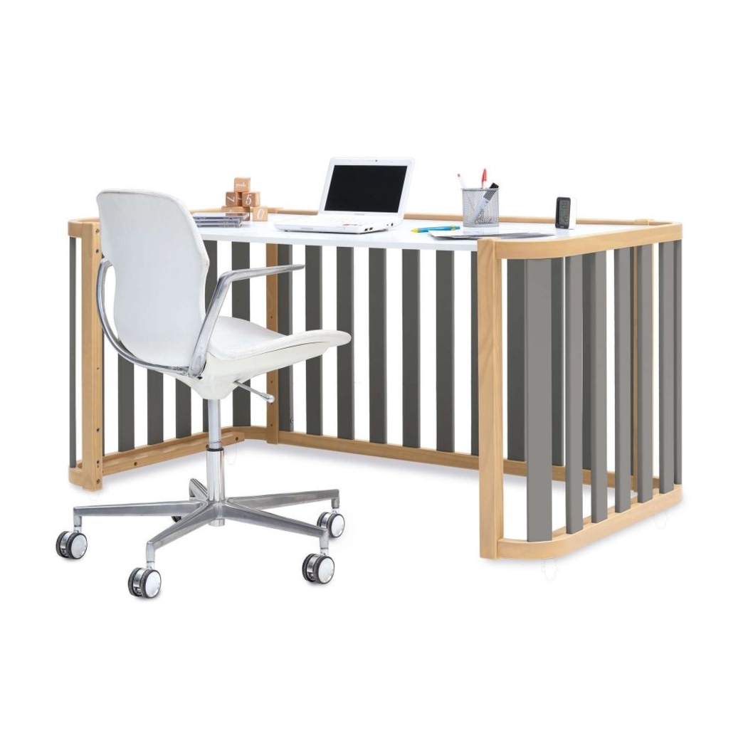 Mini Berço Convertível Alondra Crea Plus Tre Wood | Anthracite 4 em 1 com Têxteis Berço - Alondra - CREAPLUS3-K41-M5058-TX114