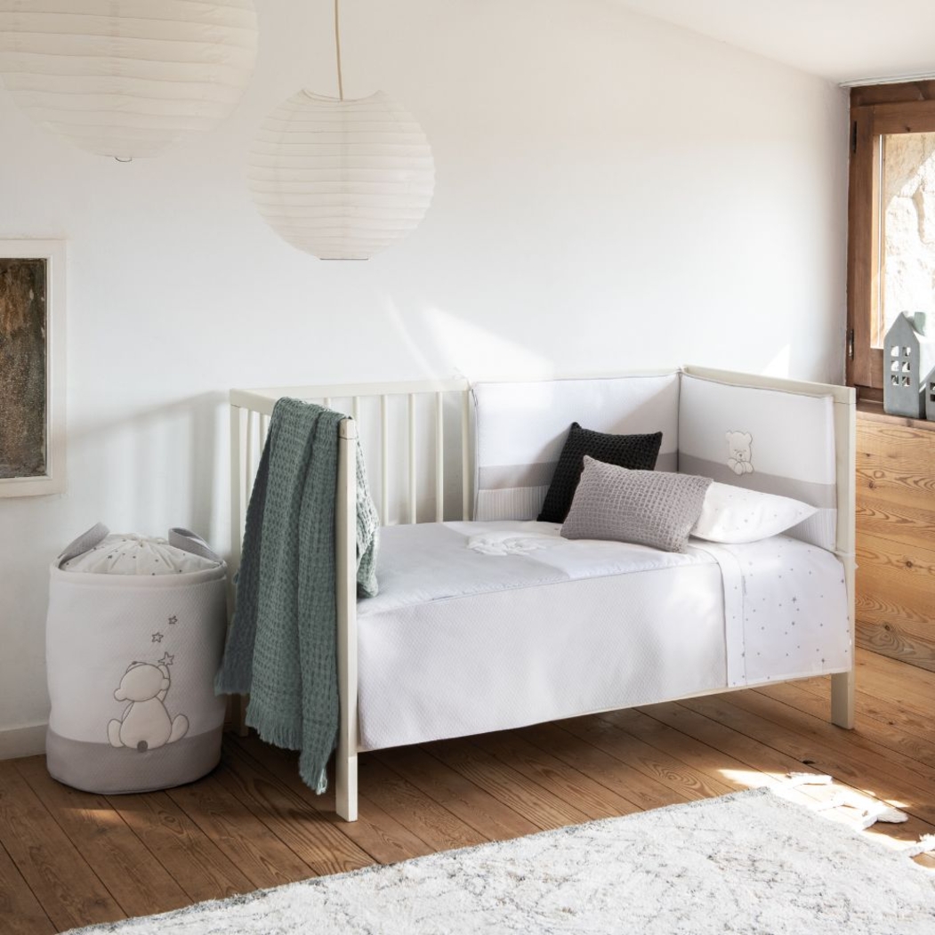 Colcha e Protetor Petit Praia Teddy Gris - Petit Praia - 8438082913147