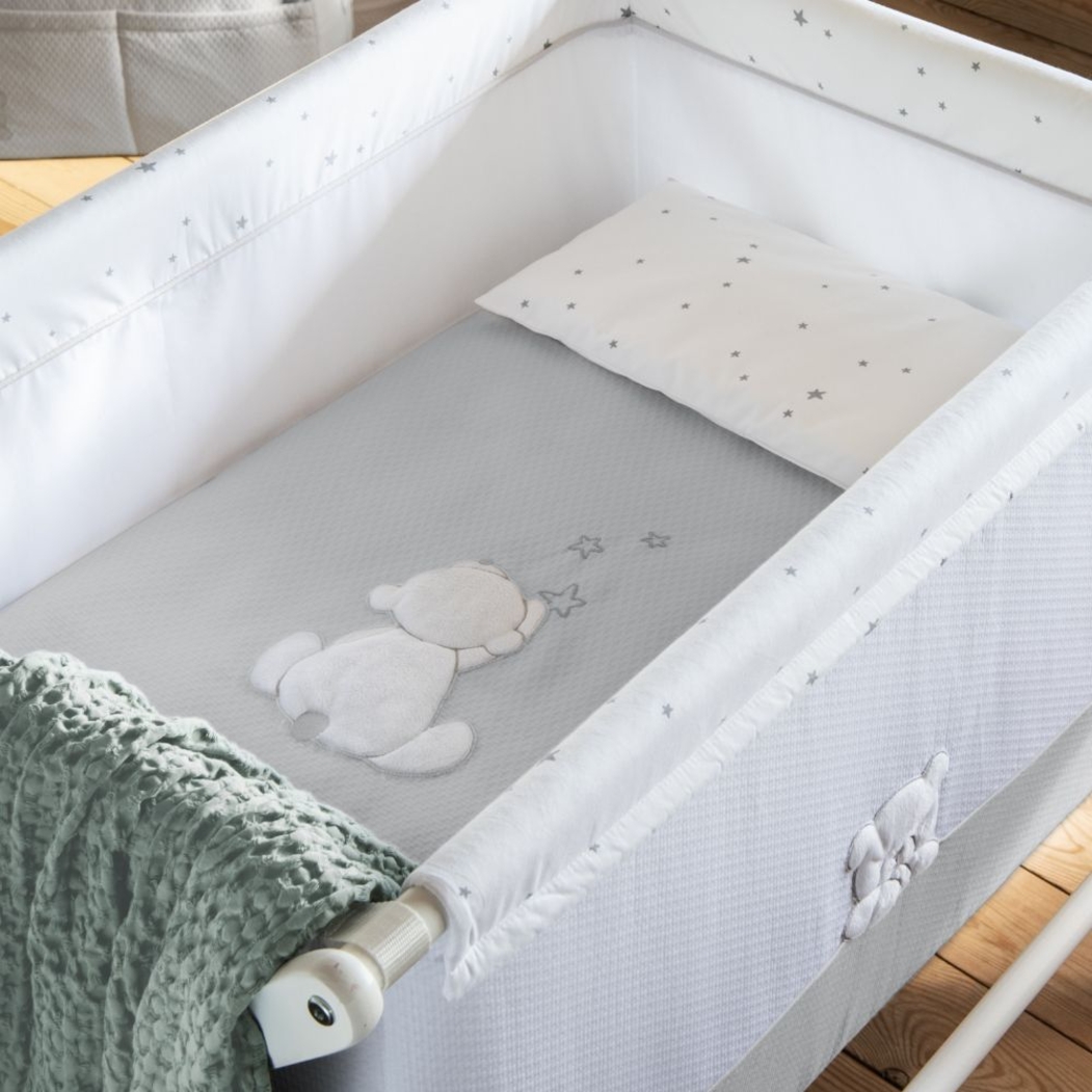 Colcha Mini Berço Petit Praia Teddy Gris - Petit Praia - 8438082913161