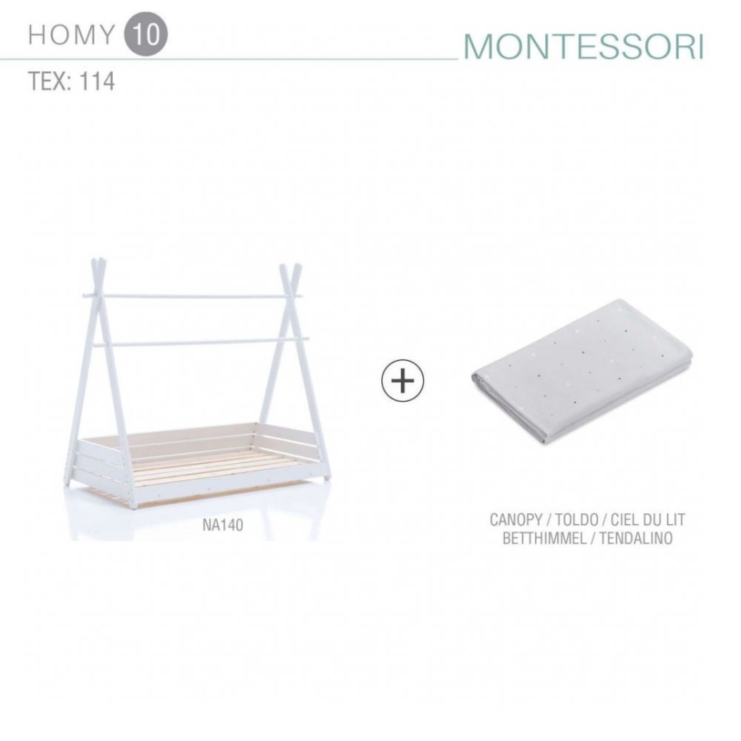 Cama Junior Alondra Montessori Homy White com Toldo - Alondra - HOMY-10-TX153