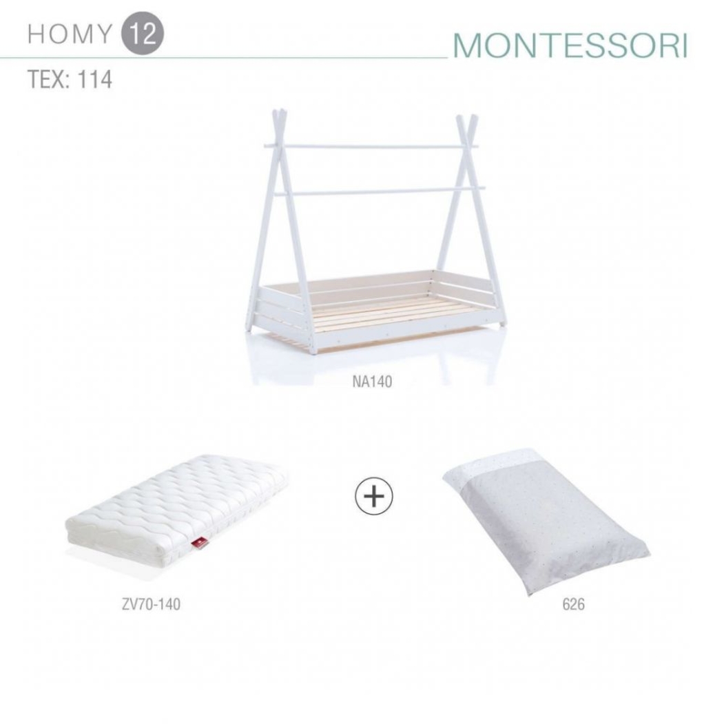 Cama Junior Alondra Montessori Homy White com Colchão e Edredão - Alondra - HOMY-12-TX127