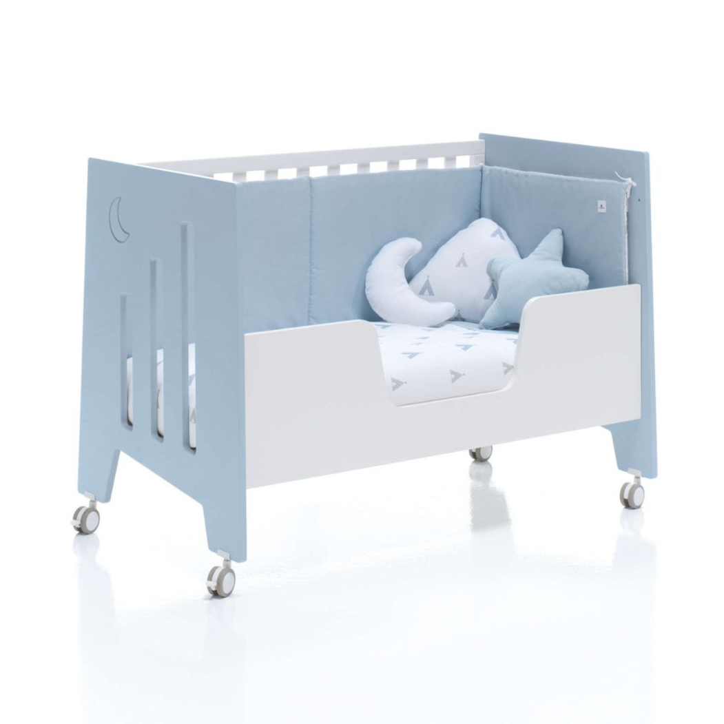 Berço Alondra Omni Blue 5 em 1 com Barra Infantil e Têxteis - Alondra - OMNI-K13-M7741-TX128