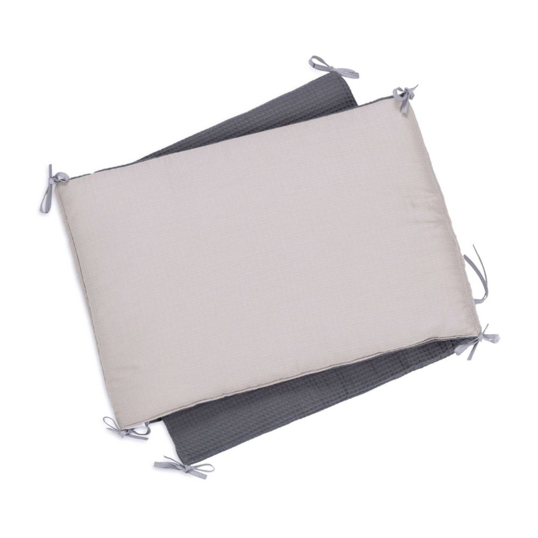 Berço Alondra Omni Grey 5 em 1 com Barra Infantil e Têxteis - Alondra - OMNI-K13-M7778-TX128