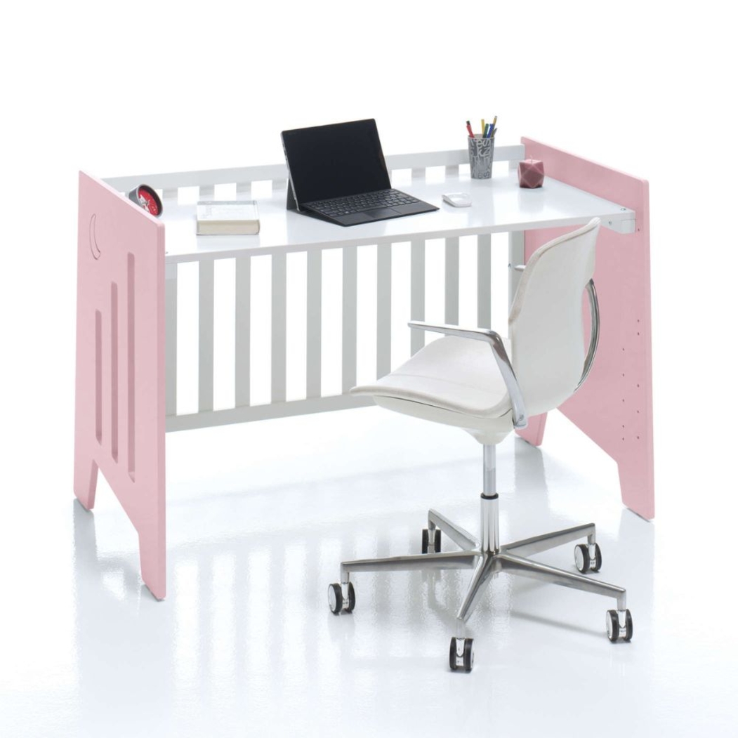 Berço Alondra Omni Pink 5 em 1 com Barra Infantil, Kit Co-Sleeping e Têxteis - Alondra - OMNI-K14-M7742-TX114