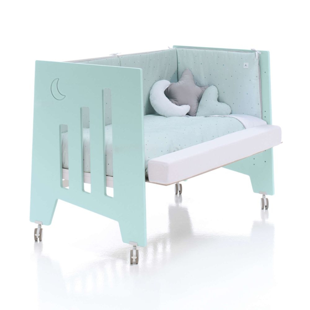 Berço Alondra Omni Mint 5 em 1 com Barra Infantil, Kit Co-Sleeping e Têxteis - Alondra - OMNI-K14-M7755-TX055