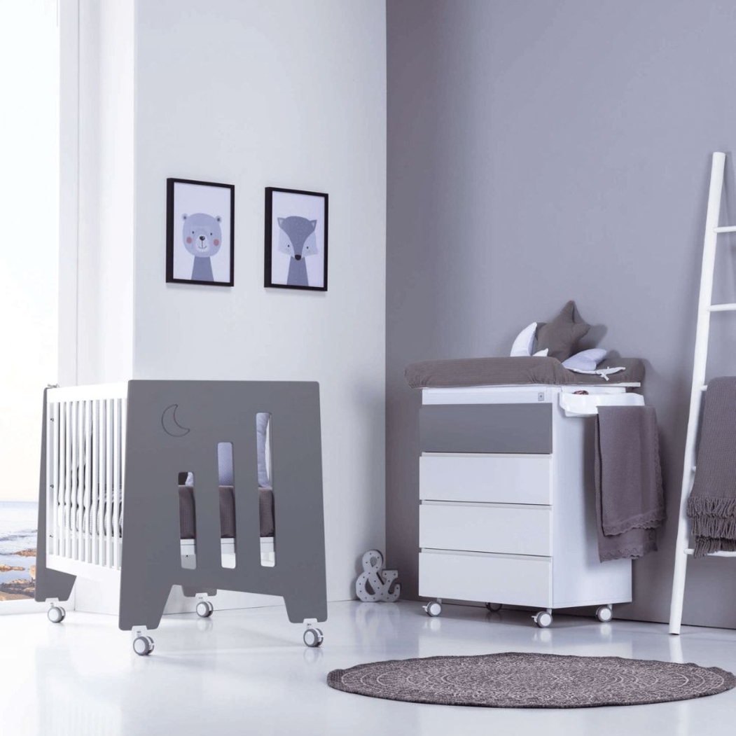 Berço Alondra Omni Marengo 5 em 1 com Colchão, Barra Infantil e Têxteis - Alondra - OMNI-K15-M7769-TX178