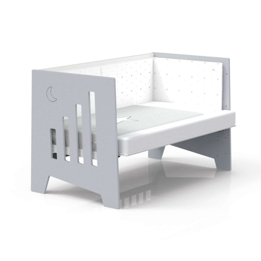 Berço Alondra Omni XL Grey 6 em 1 com Kit Co-Sleeping e Têxteis - Alondra - OMNIXL-K12-M7778-TX114
