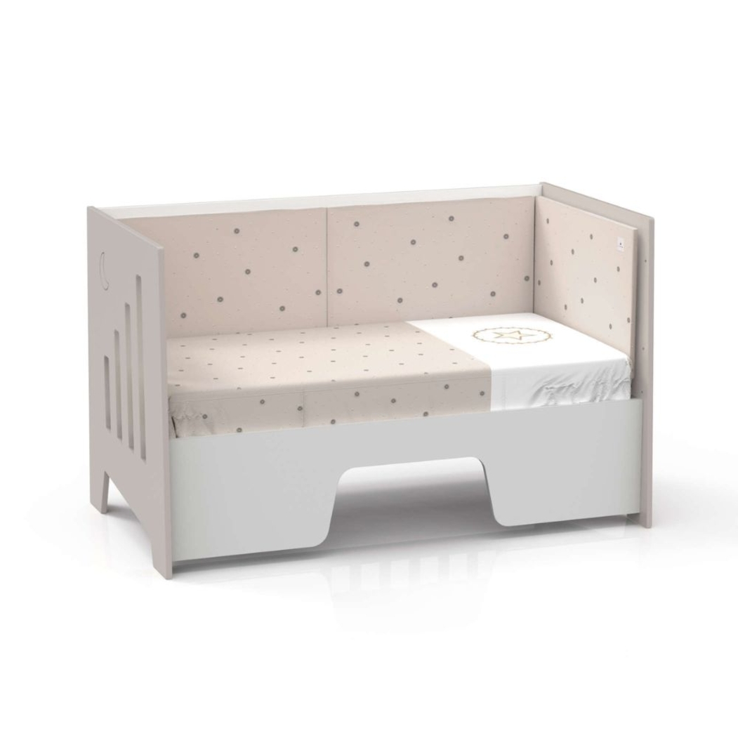 Berço Alondra Omni XL Beige 6 em 1 com Barra Infantil e Têxteis - Alondra - OMNIXL-K13-M7753-TX122