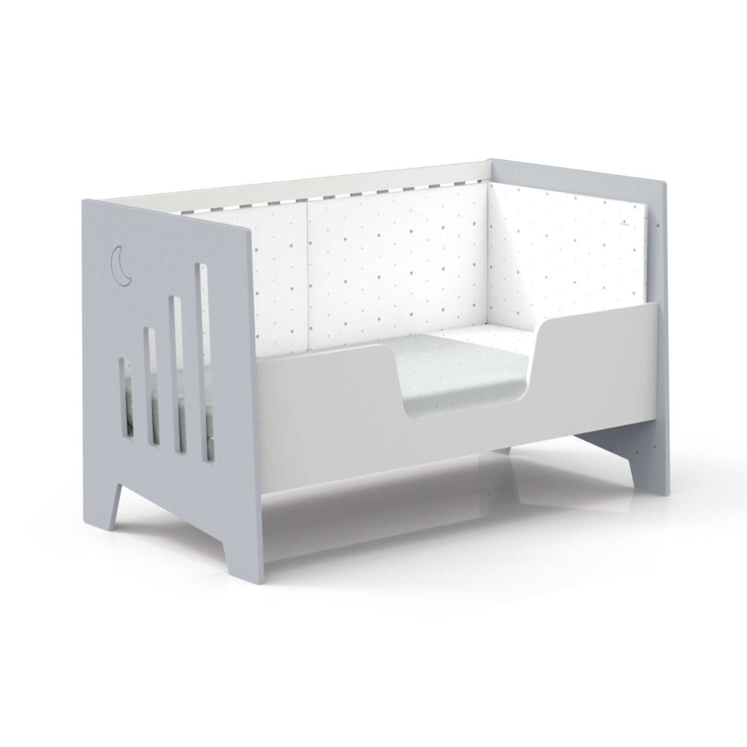 Berço Alondra Omni XL Grey 6 em 1 com Barra Infantil e Têxteis - Alondra - OMNIXL-K13-M7778-TX128
