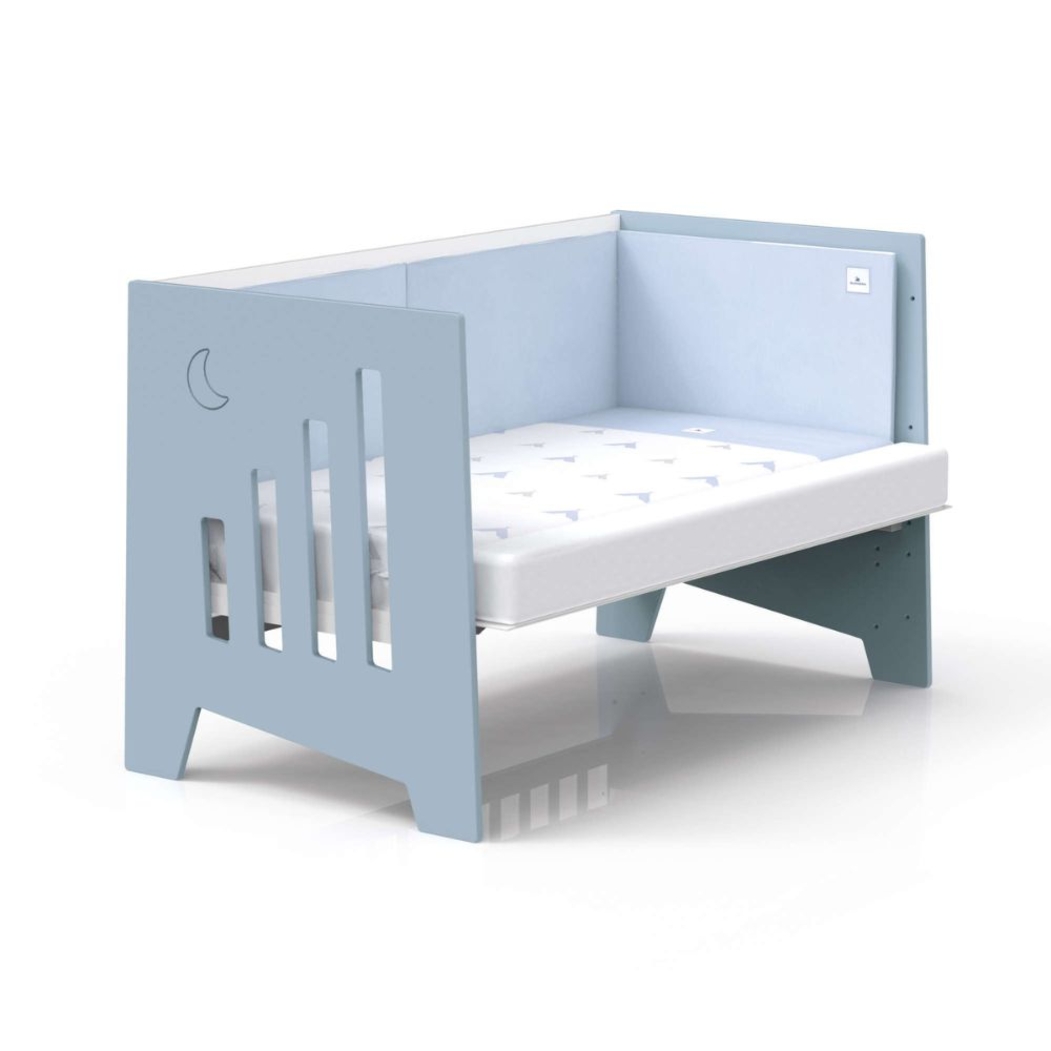 Berço Alondra Omni XL Blue 6 em 1 com Barra Infantil, Kit Co-Sleeping e Têxteis - Alondra - OMNIXL-K14-M7741-TX128