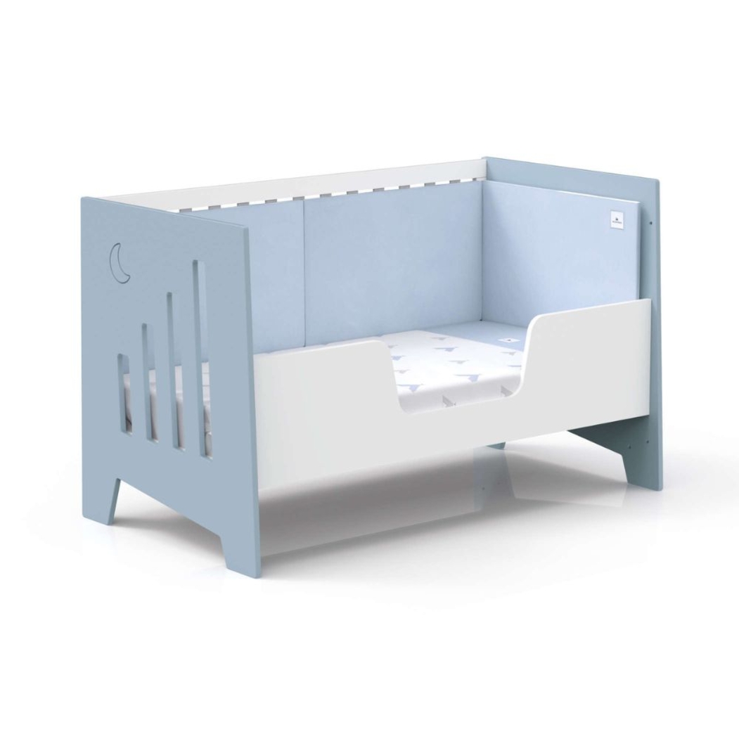 Berço Alondra Omni XL Blue 6 em 1 com Barra Infantil, Kit Co-Sleeping e Têxteis - Alondra - OMNIXL-K14-M7741-TX178