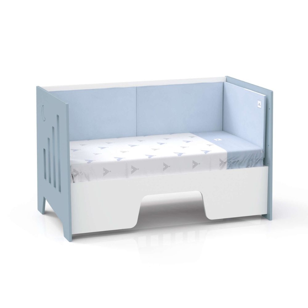 Berço Alondra Omni XL Blue 6 em 1 com Barra Infantil, Kit Co-Sleeping e Têxteis - Alondra - OMNIXL-K14-M7741-TX178