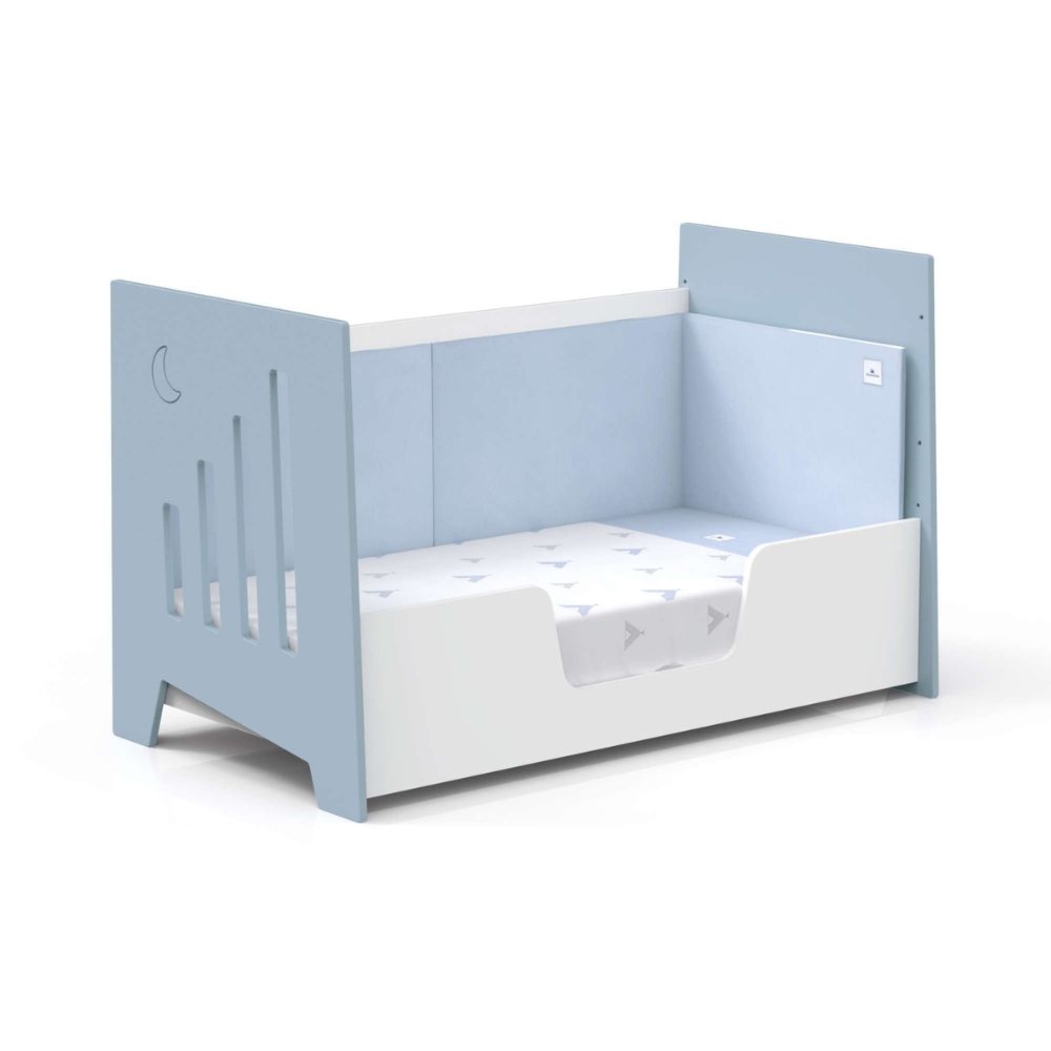 Berço Alondra Omni XL Blue 6 em 1 com Barra Infantil, Kit Co-Sleeping e Têxteis - Alondra - OMNIXL-K14-M7741-TX178