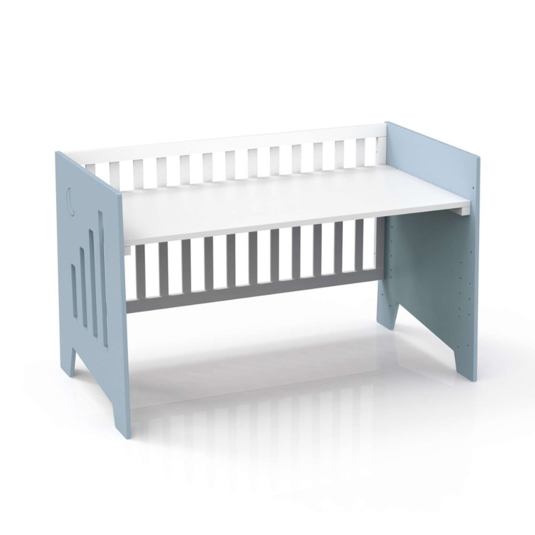 Berço Alondra Omni XL Blue 6 em 1 com Barra Infantil, Kit Co-Sleeping e Têxteis - Alondra - OMNIXL-K14-M7741-TX178