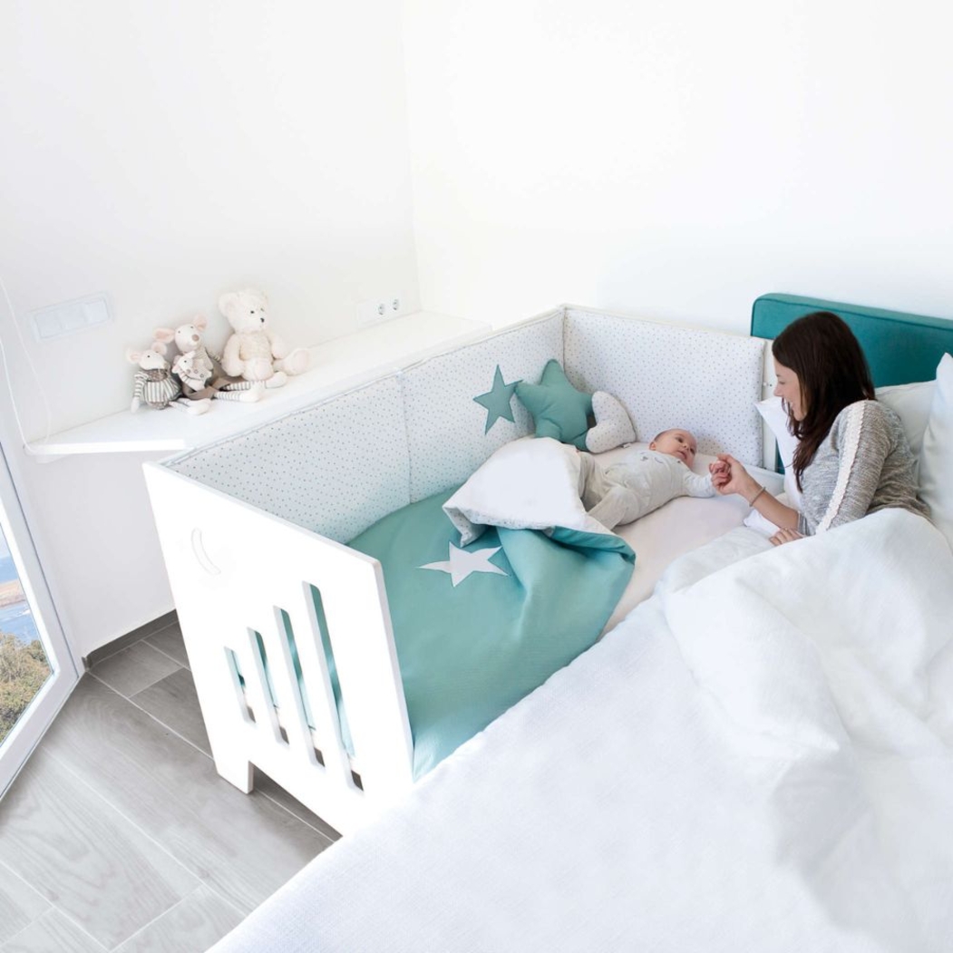 Berço Alondra Omni XL Erba 6 em 1 com Barra Infantil, Kit Co-Sleeping e Têxteis - Alondra - OMNIXL-K14-M7756-TX127