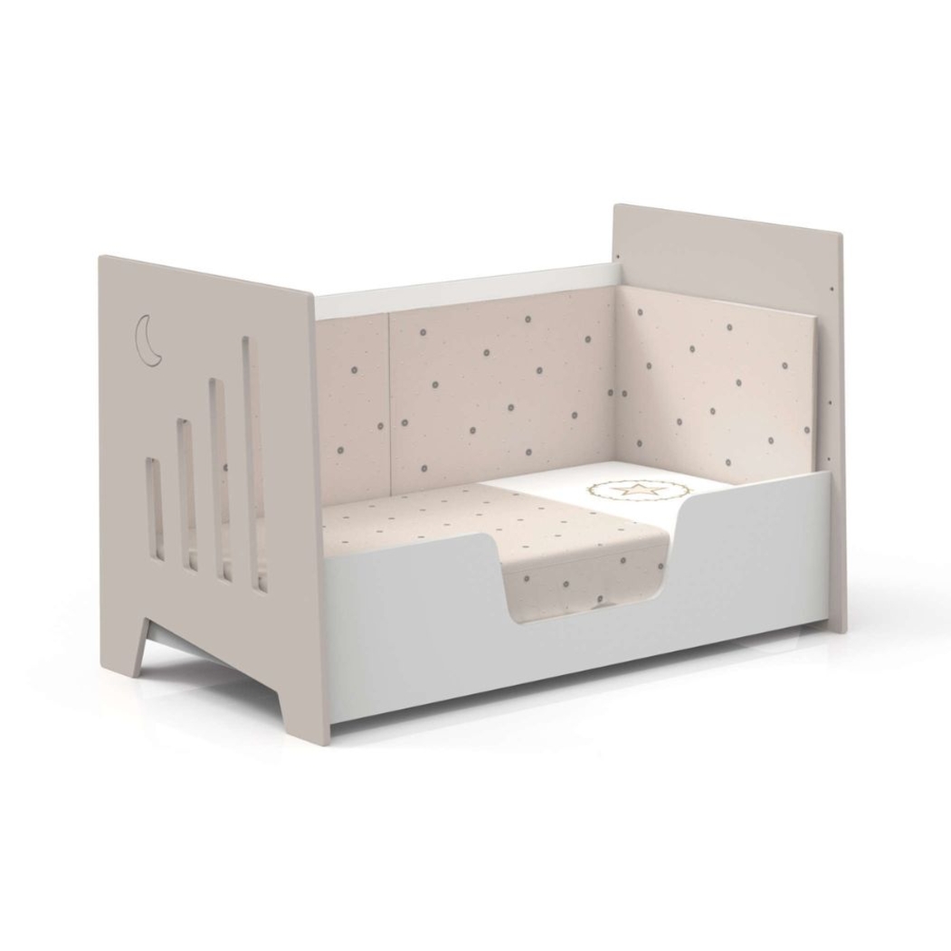 Berço Alondra Omni XL Beige 6 em 1 com Colchão, Barra Infantil, Kit Co-Sleeping e Têxteis - Alondra - OMNIXL-K16-M7753-TX127