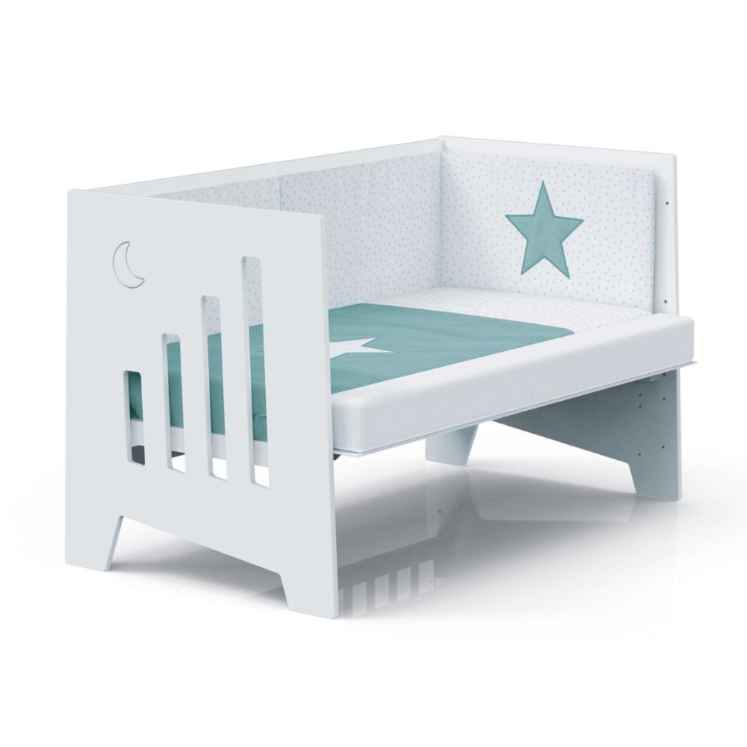 Berço Alondra Omni XL Marengo 6 em 1 com Colchão, Barra Infantil, Kit Co-Sleeping e Têxteis - Alondra - OMNIXL-K16-M7769-TX114