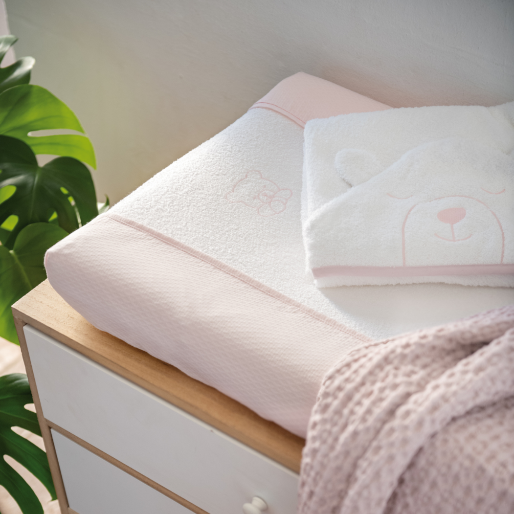 Colchão e Forra Muda-Fraldas Petit Praia Teddy Rosa - Petit Praia - PACKTEDDY001-002