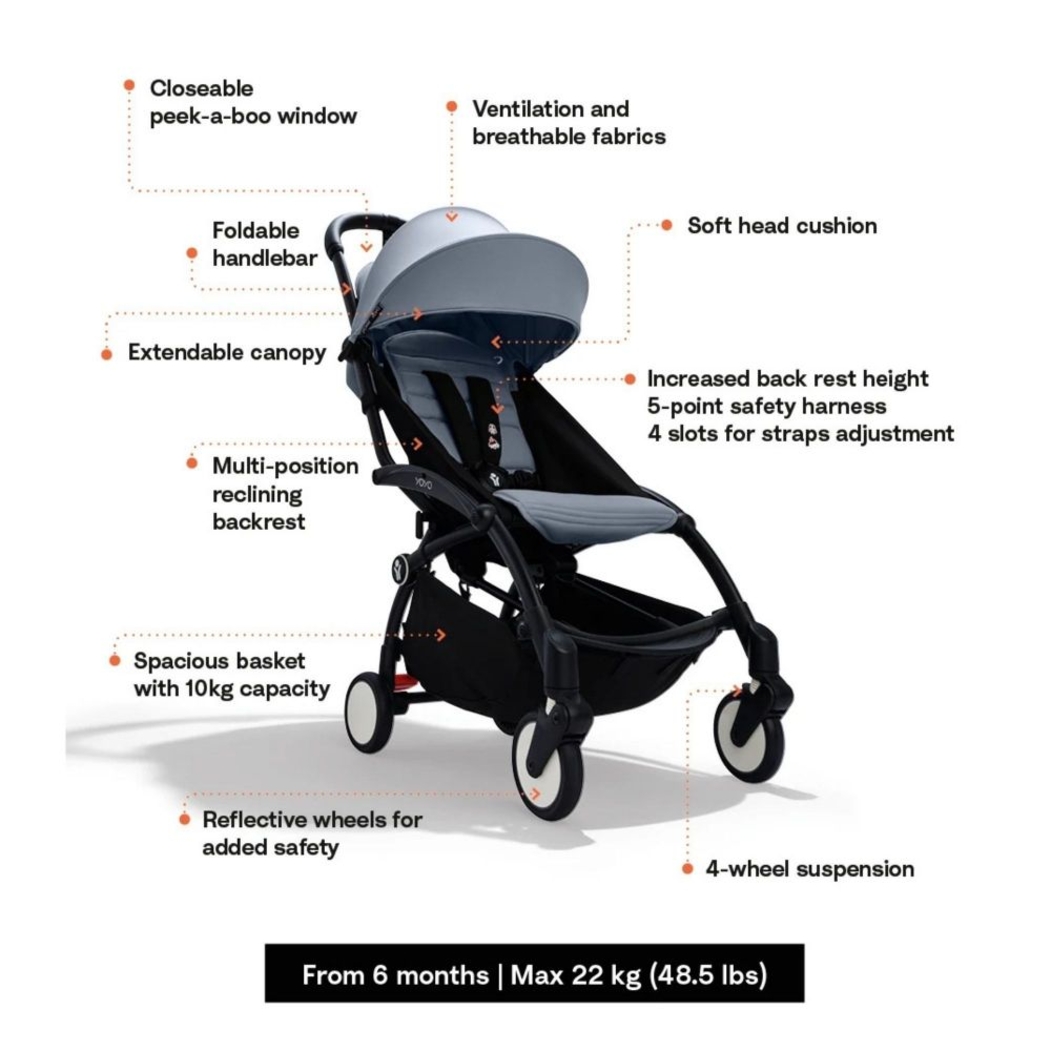 Carrinho de Bebé YOYO 3 Black Stokke com Color Pack 6+ - Stokke - PACKYOYO001-003