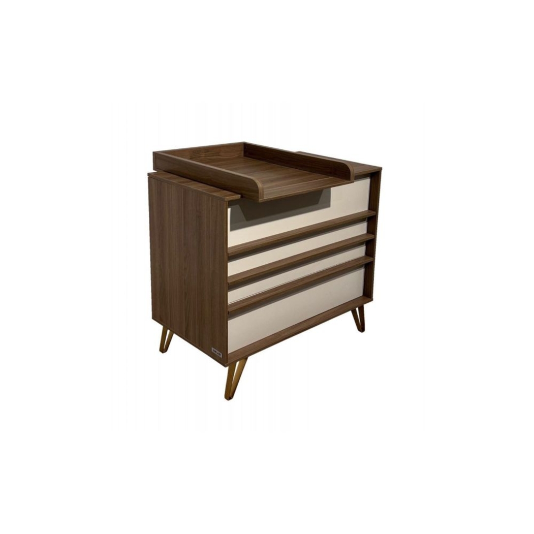 Cómoda com Muda-Fraldas Ikid Trieste Walnut - Ikid - 8435587803577