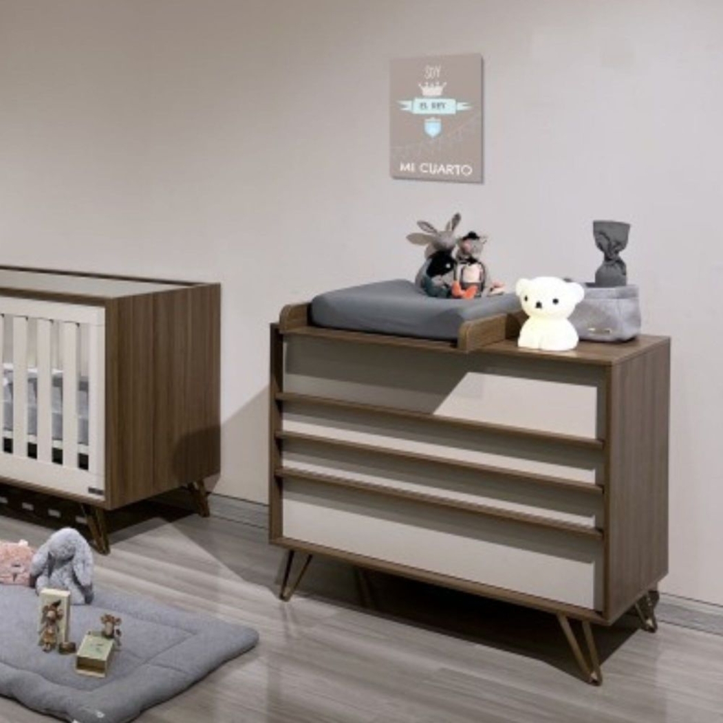 Cómoda com Muda-Fraldas Ikid Trieste Walnut - Ikid - 8435587803577